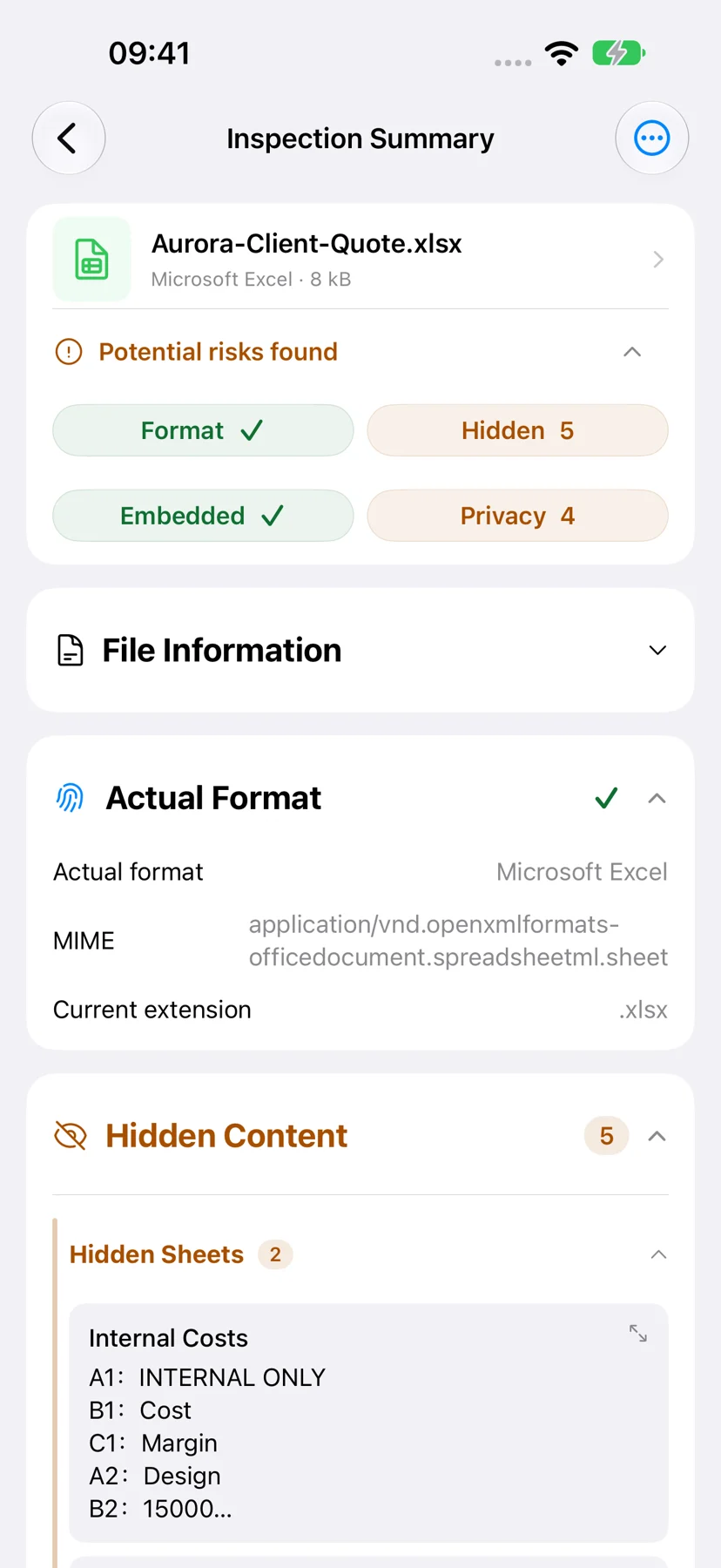 iPhone · Examinez le fichier avant de le partager